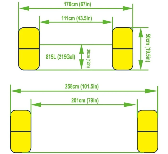 2-rodinná zaoblená radiální umyvadla s tyčemi 258x170x50 cm 51471