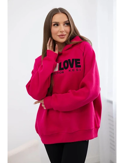 Zateplená bavlněná mikina s kapucí fuchsie Zateplená bavlněná mikina s kapucí fuchsie