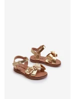 Dětské sandálky květy s na suchý zip, zlaté model 21663040 - Boto Dětské sandálky květy s na suchý zip, zlaté model 21663040 - Boto