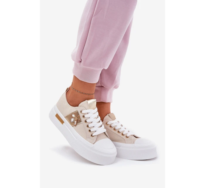 Dámské Tenisky Na Platformě S Dekorativním Detalem Béžové Annisae