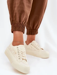 Dámské Krajkové Tenisky Big Star RR274746 Béžové