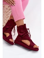 Dámské sandály Eko semiš s vysokým páskem a šněrováním Bordó model 21956136 - Boto