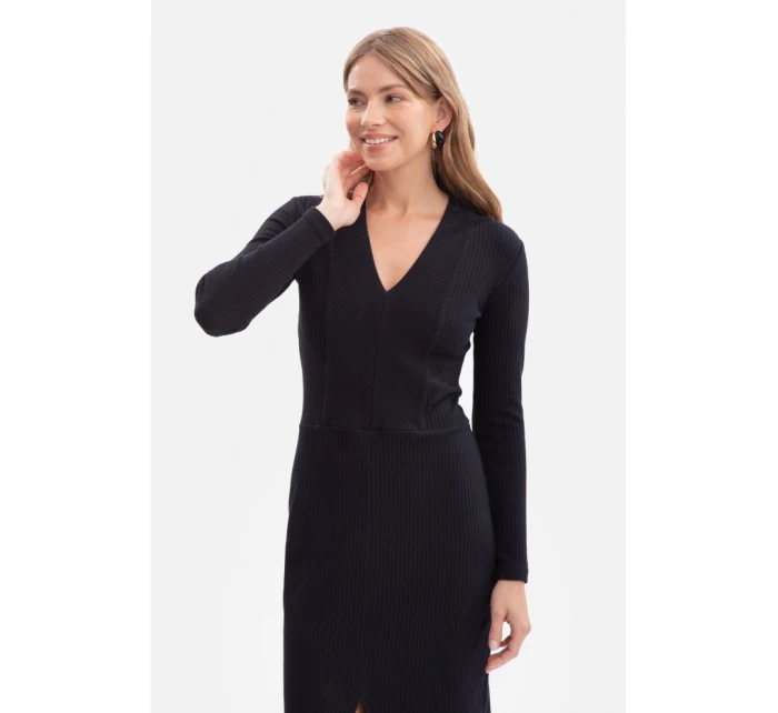 B307 Pletené tužkové šaty - černé B307 Pletené tužkové šaty - černé