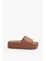 Dámské pantofle se silnou podrážkou, hnědé Oreithano