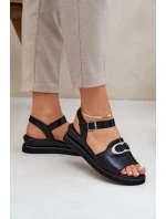 Dámské lakované sandály na klínku s ozdobou Černé Salianes Dámské lakované sandály na klínku s ozdobou Černé Salianes