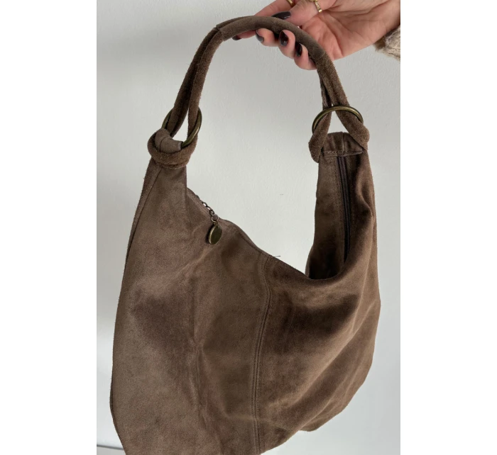 Dámská kabelka z přírodního semiše Floriah – tmavě béžová