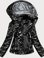 Lesklá černá dámská bunda (BR9756-1)