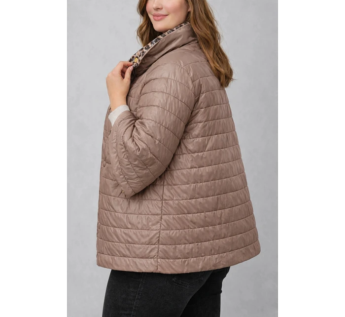 Dwustronna kurtka damska plus size z rękawem 3/4 Goodlookin kakao/panterka (M6-6308-358) Dwustronna kurtka damska plus size z rękawem 3/4 Goodlookin kakao/panterka (M6-6308-358)