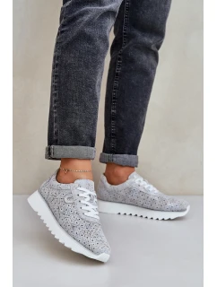 Semišové Vzorované Sportovní Boty Na Platformě S Leskem D&A LR51-635 Stříbrné
