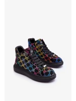 Sportovní boty na platformě Rhinestones GOE Black Sportovní boty na platformě Rhinestones GOE Black