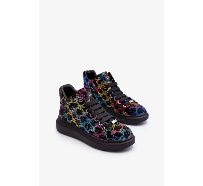 Sportovní boty na platformě Rhinestones GOE Black Sportovní boty na platformě Rhinestones GOE Black