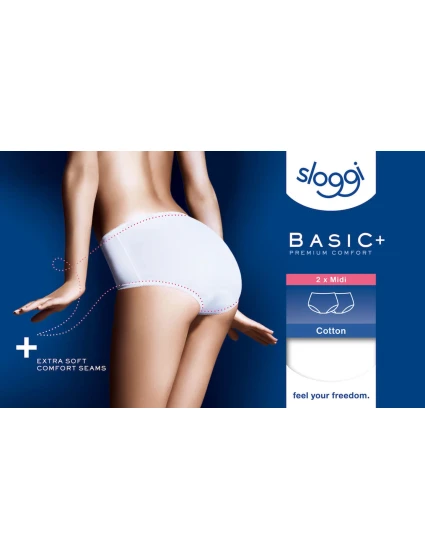 Dámské kalhotky Sloggi Basic+ Midi 2P bílé