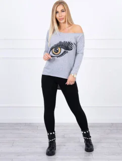 Halenka s potiskem a delšími zády šedá