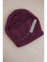 Dámská zimní vlněná čepice s ozdobnými krystalky K399 černá