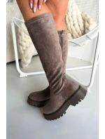 Zateplené dámské kozačky na platformě Big Star model 21821754 béžové - Big Star Shoes