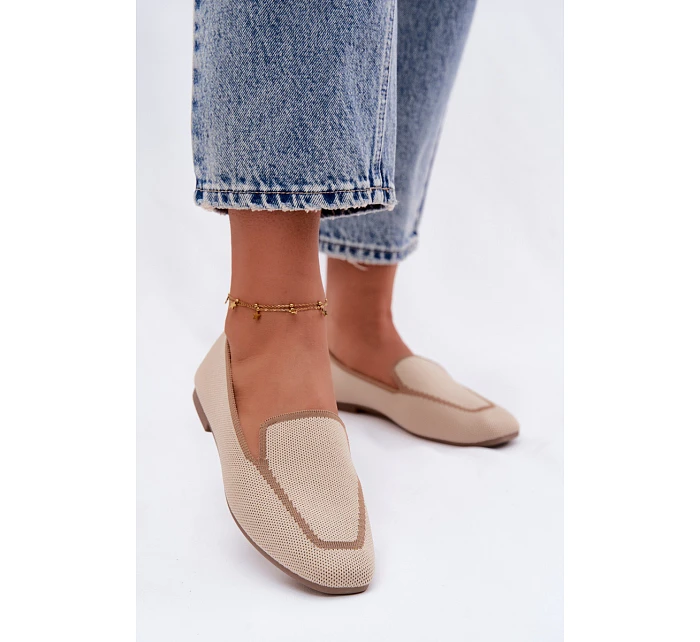Dámské mokasíny z textilu Ploché Béžové Selisa