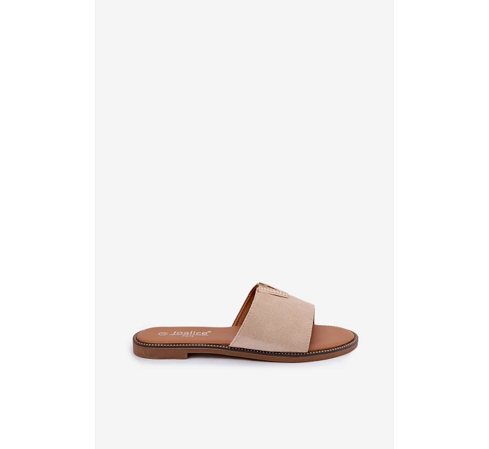 Dámské ploché nazouváky s ozdobným detailem V béžové Nelmira