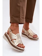 Kožené sandály na platformě model 22101270 Zlaté - S.Barski Kožené sandály na platformě model 22101270 Zlaté - S.Barski