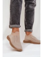 Dámské nazouvací sportovní boty se zdobením D&A – béžové