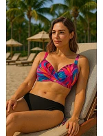 Dvoudílné plavky S937 V1MI9 Marmaris9 růžovo-černé - Self Dvoudílné plavky S937 V1MI9 Marmaris9 růžovo-černé - Self