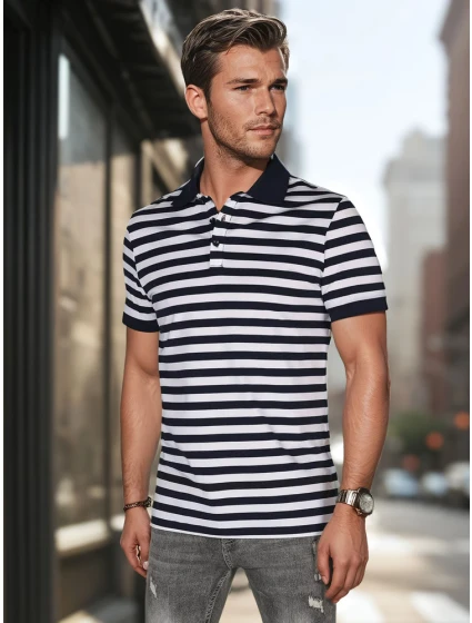 Pánská pruhovaná polokošile tmavě modrá FashionStreet PX0641