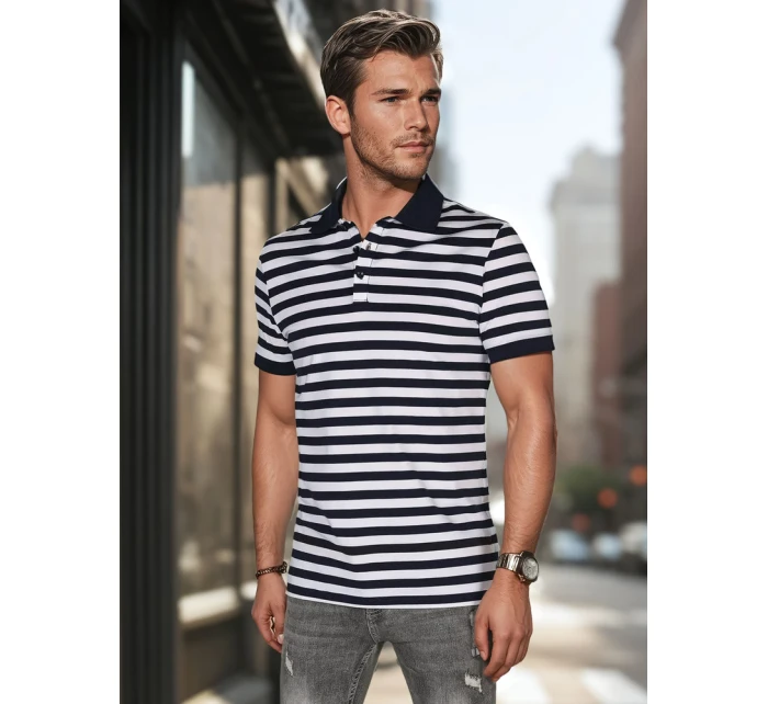 Pánská pruhovaná polokošile tmavě modrá FashionStreet PX0641