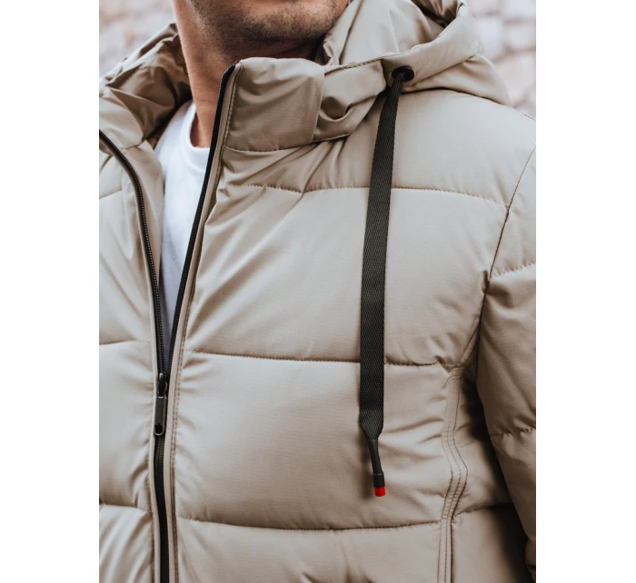 Pánská prošívaná zimní bunda s kapucí ve světle béžové barvě FashionStreet TX5063 Pánská prošívaná zimní bunda s kapucí ve světle béžové barvě FashionStreet TX5063