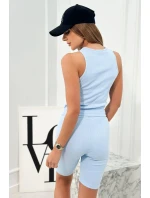 Set 3 v 1 mikina, top a krátké legíny modrý