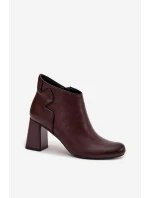 Dámské zateplené kotníkové botky z kůže na sloupku – bordó Ivessara Dámské zateplené kotníkové botky z kůže na sloupku – bordó Ivessara
