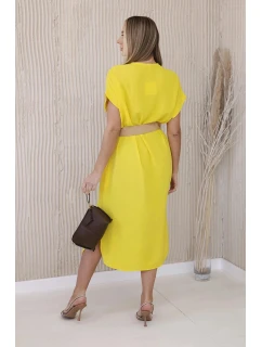 Šaty 5904 s ozdobným páskem - Žlutá