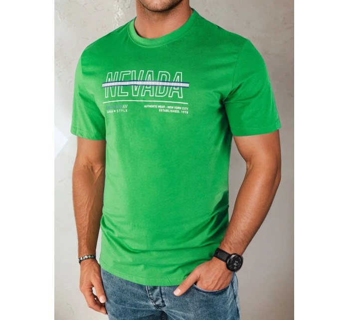 Pánské zelené tričko s potiskem FashionStreet RX5438