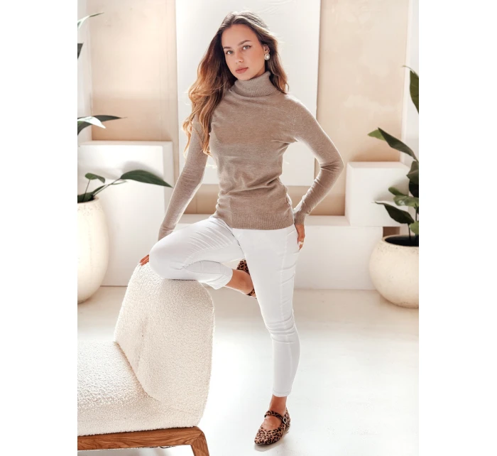 Dámský svetr s rolákem beige Dstreet model 21990936 - FashionStreet