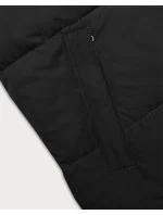 Černá krátká dámská vesta s kapucí model 18983650 - J.STYLE Černá krátká dámská vesta s kapucí model 18983650 - J.STYLE