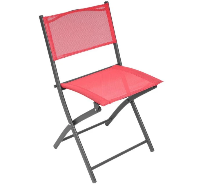 SADA BALKONOVÉHO NÁBYTKU KULATÝ STŮL A 2 SKLÁDACÍ ŽIDLE ČERVENÁ