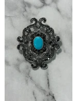 Brož model 18753821 stříbrná + modrá - K-Fashion