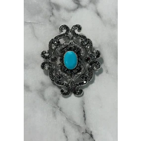 Brož XZ459-107 stříbrná + modrá