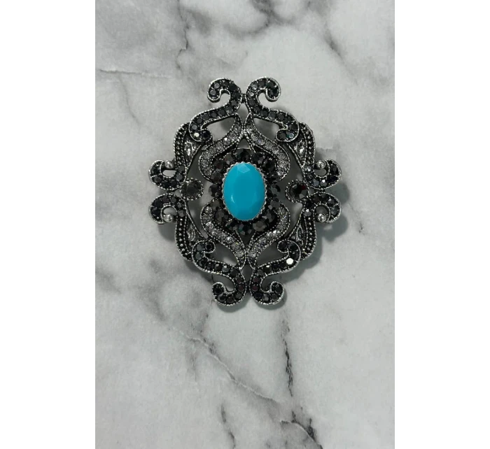 Brož model 18753821 stříbrná + modrá - K-Fashion