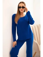 Dámský svetr s širokými nohavicemi a dlouhým rukávem chabrový Dámský svetr s širokými nohavicemi a dlouhým rukávem chabrový