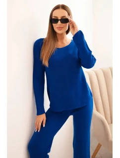 Dámský svetr s širokými nohavicemi a dlouhým rukávem chabrový