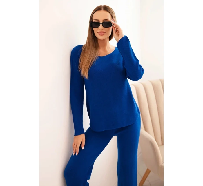 Dámský svetr s širokými nohavicemi a dlouhým rukávem chabrový Dámský svetr s širokými nohavicemi a dlouhým rukávem chabrový