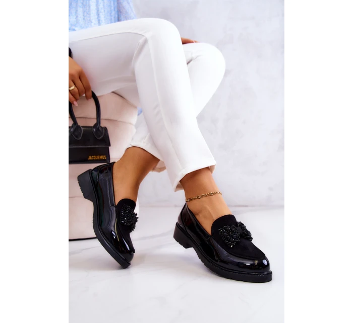 Elegantní Lakované Mokasíny Loafery Černé S.Barski HY51-318 Belize