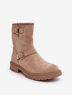 Dámské Boty Na Plochém Podpatku S Kroužky Bežové Bliggore