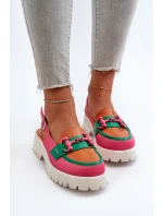 Dámské sandály na ploché podrážce s ozdobou oranžové D&A MR38-656