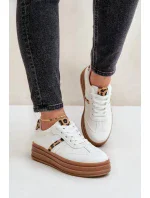 Dámské tenisky na platformě s leopardím vzorem bílé Dravinnia Dámské tenisky na platformě s leopardím vzorem bílé Dravinnia