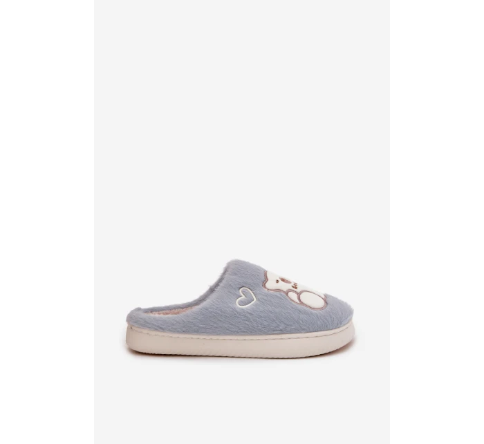 Dámské chlupaté papuče s medvídkem – modré Noralie Dámské chlupaté papuče s medvídkem – modré Noralie