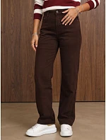 Jeansy damskie wide leg z wysokim stanem brązowe FashionStreet UY3230 Jeansy damskie wide leg z wysokim stanem brązowe FashionStreet UY3230