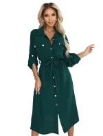 model 21402432 Midi košilka se zlatými knoflíky a vázáním zelená - numoco basic
