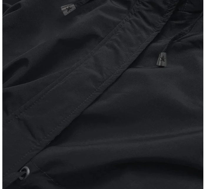 Tenká černá bunda parka s ozdobným lemováním model 18160247 - J.STYLE Tenká černá bunda parka s ozdobným lemováním model 18160247 - J.STYLE