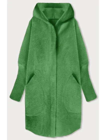 Zelený dlouhý vlněný přehoz přes oblečení typu alpaka s kapucí model 21935875 - MADE IN ITALY