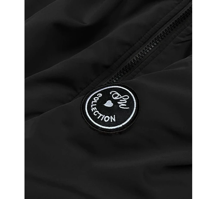 Černá dámská bunda s kožešinovou podšívkou (B8116-1)